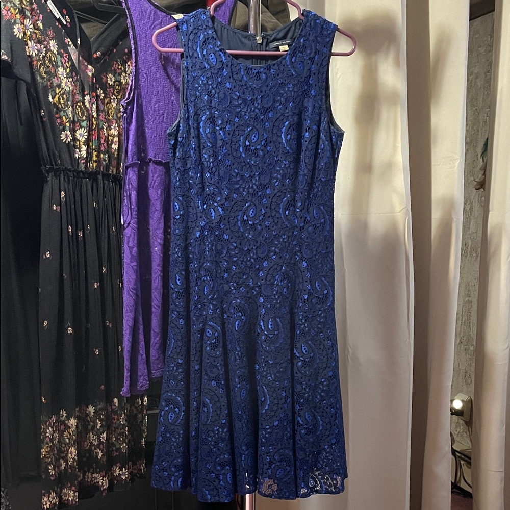 Elegant Tommy Hilfiger Blue Paisley Lace Dress Size 6